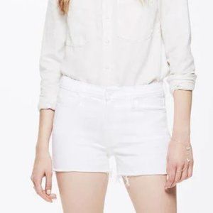 MOTHER denim cutoff shorts, white with raw hem
